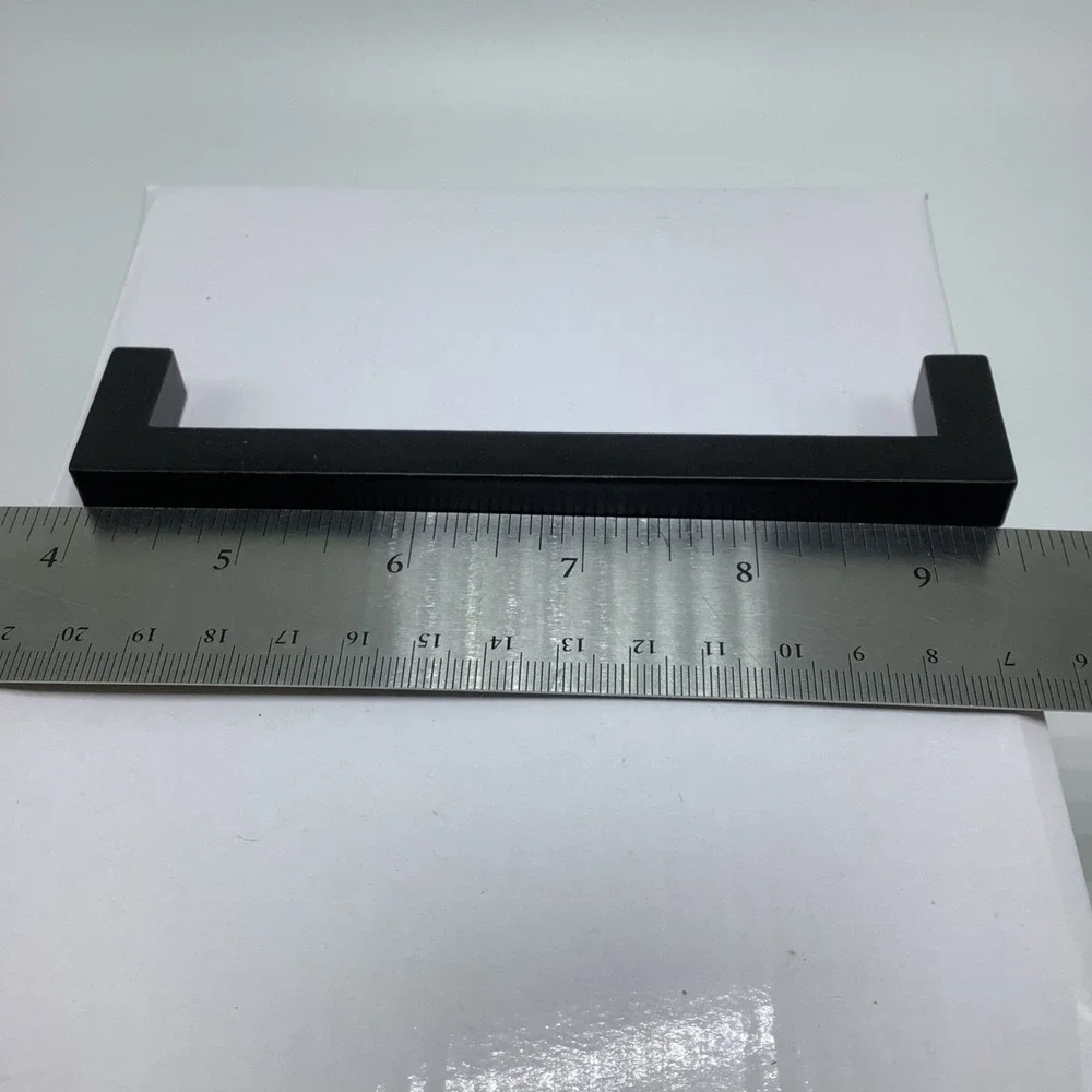 12 Silverline Solid Square Bar Pulls Cabinet Handles Matte Black‎